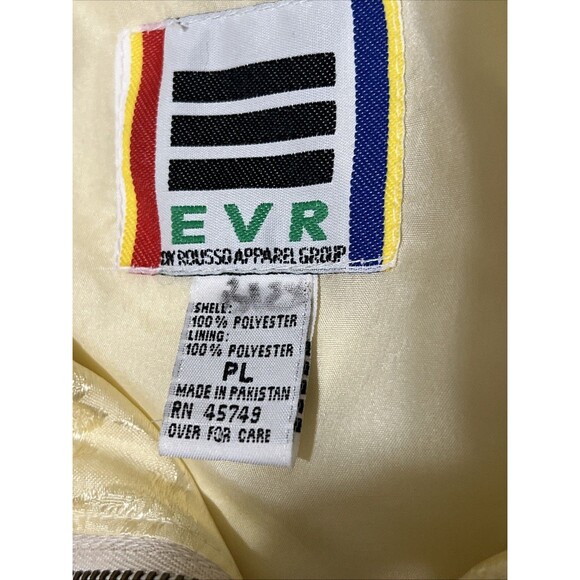 VTG 80s  Butter Yellow Floral Jacquard Windbreaker Jacket Size PL Div Rousso EVR - Picture 3 of 16